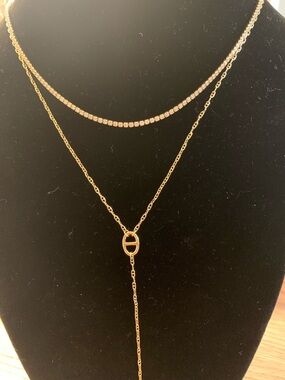 Gold Layered Lariat Necklace Set - Women Jewelry